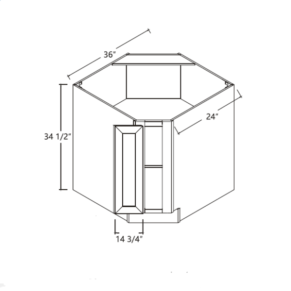 Diagonal Corner Base 36" - Sterling