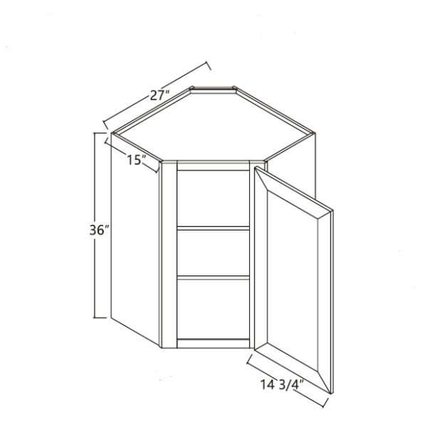 Wall Diagonal Corner Cabinet 27" X 36" X 15" - Sterling