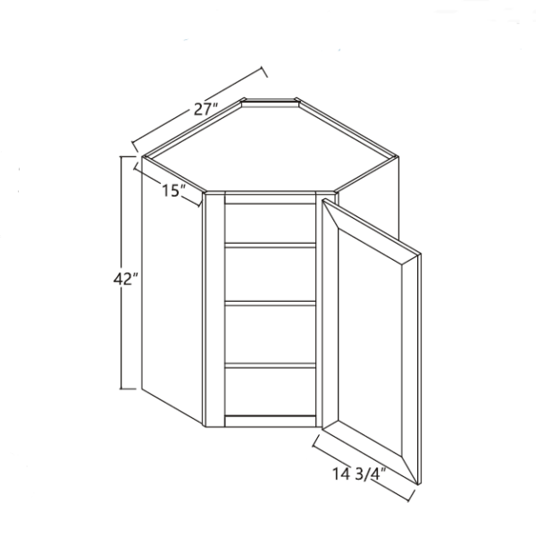Wall Diagonal Corner Cabinet 27" X 42" X 15" - Sterling